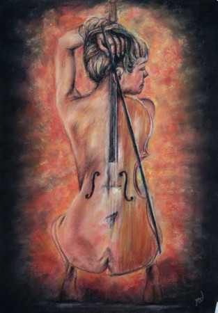 "Cello" Pastellkreide, 30x40